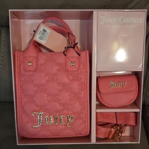 Juicy Couture Pink Quilted Tote and Pouch Set
